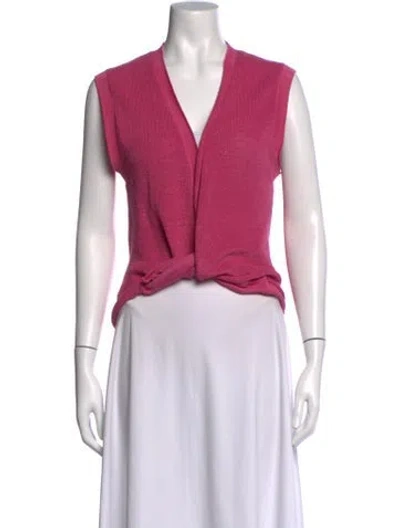 Pre-owned Jacquemus Linen V-neck Sweater In Pink