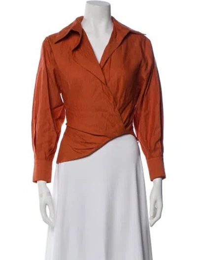 Pre-owned Jacquemus Linen V-neck Top In Orange