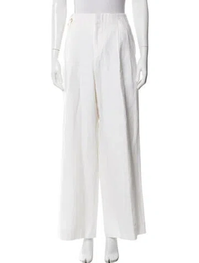 Pre-owned Jacquemus Linen Wide Leg Pants In White