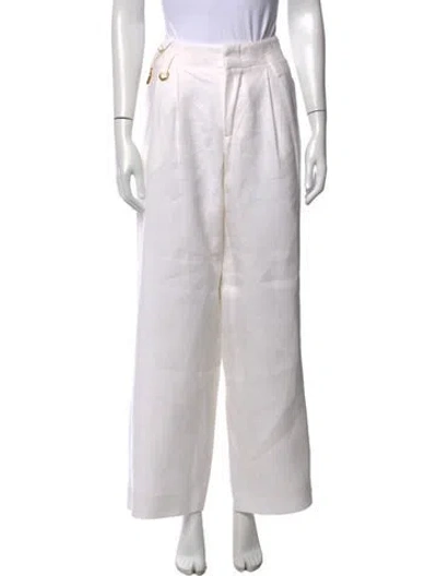 Pre-owned Jacquemus Linen Wide Leg Pants In White
