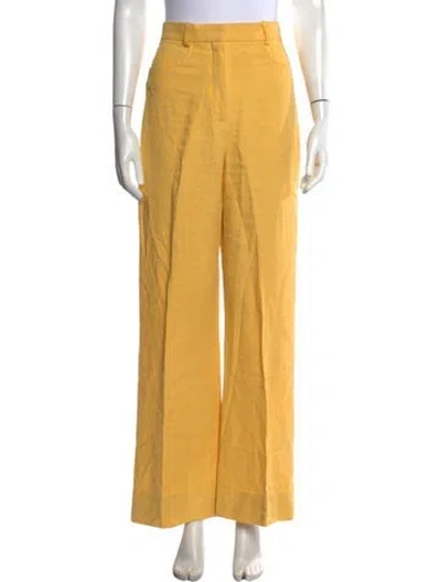 Pre-owned Jacquemus Linen Wide Leg Pants In Yellow