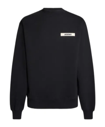 Jacquemus Crewneck Sweatshirt Le Gros Grain In Black