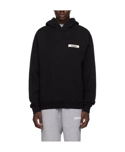 Jacquemus Cotton Fabric Hoodie With Long Sleeves In Black