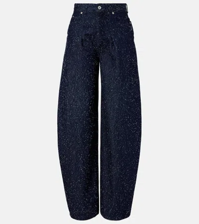 Jacquemus Le De Nimes Ovalo High Waist Barrel Leg Jeans In Blue