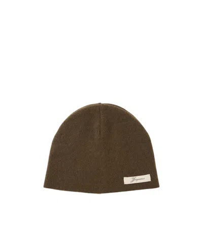 Jacquemus Logo Beanie Hat In Brown