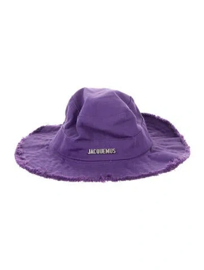 Pre-owned Jacquemus Logo Branded Bucket Hat With Raw Edge Accent W/tags In Purple