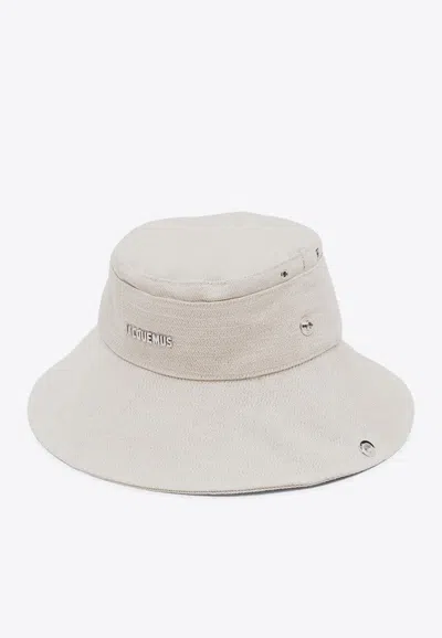 Jacquemus Logo Canvas Bucket Hat In Neutral