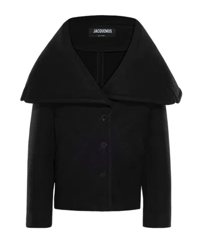 Jacquemus Le Caban Caruso Draped-collar Jacket Women In Black