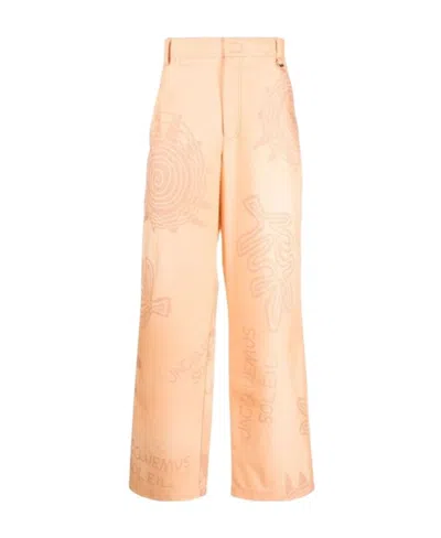 Jacquemus Logo Casual Trousers In Nude