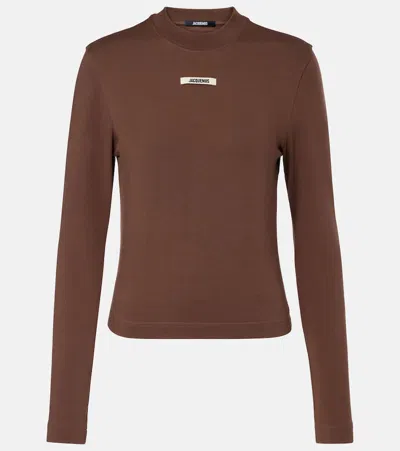 Jacquemus The Grosgrain Long-sleeved Shirt In Brown