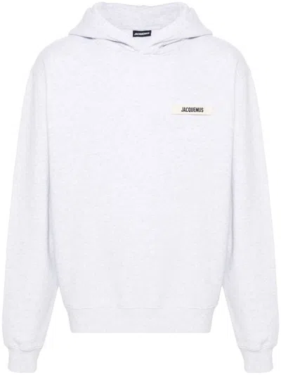 Jacquemus Logo Cotton Hoodie In Gray