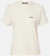 Jacquemus Womens Light Beige 2 Le T-shirt Grosgrain-logo Cotton-jersey T-shirt In Neutral