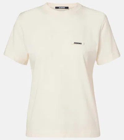Jacquemus Le Grosgrain Light Beige Cotton T-shirt In Animal Print