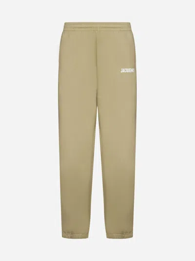 Jacquemus Logo Cotton Jogging Trousers In Green