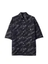 Jacquemus Rio Fish Print Shirt Short Sleeves Pocket In Black