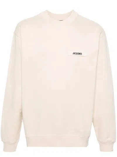 Jacquemus Logo Cotton Sweatshirt In Beige