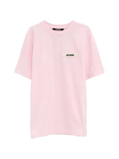 Jacquemus Logo Cotton Jersey Crew Neck T-shirt In Pink