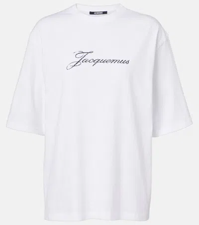 Jacquemus Logo Cotton-blend Jersey T-shirt In White