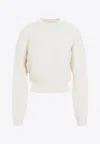 Jacquemus Alpaca Wool Blend Cropped Pullover In Beige