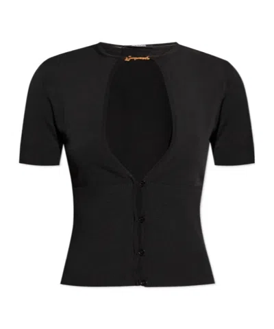 Jacquemus Logo Decal Top In Black