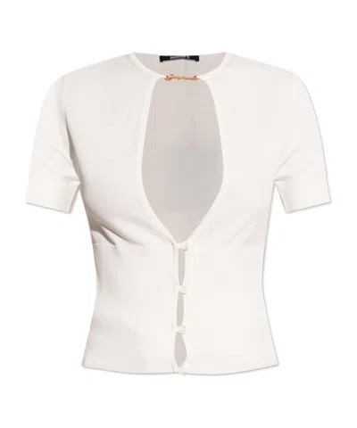JACQUEMUS JACQUEMUS LE HAUT PRALÙ CROPPED KNITTED TOP