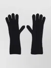 Jacquemus Logo Design Long Length Ribbed Gloves In Black