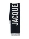 Jacquemus Fringed Wool Rectangular Scarf In Blue