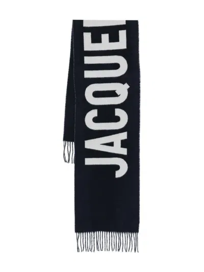 Jacquemus Logo-detail Scarf In Blue