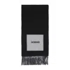 Jacquemus Frayed Fringe Rectangular Scarf In Black