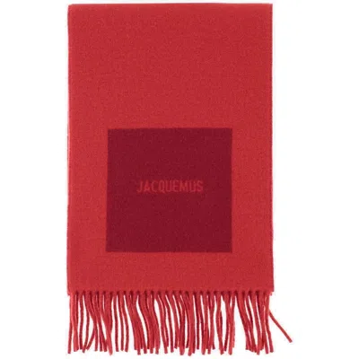 JACQUEMUS LOGO DETAILED FRINGED SCARF