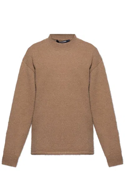 Jacquemus La Maille Logo-intarsia Sweater In Brown