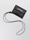 Jacquemus Rectangular Black Leather Card Wallet With Logo Detailing In Black