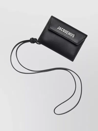 Jacquemus Logo Embossed Leather Card Holder In Black
