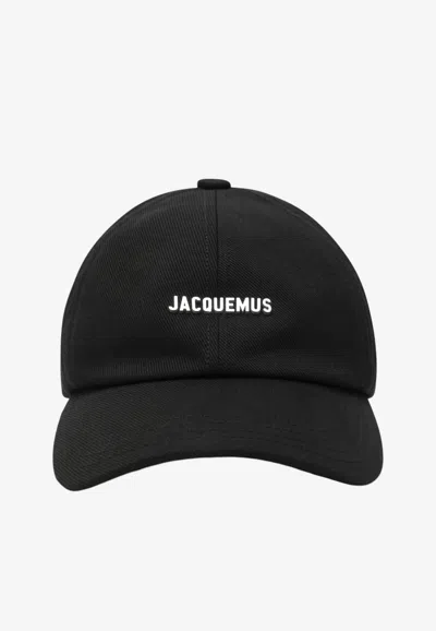 Jacquemus Logo Embroidered Baseball Cap In Black