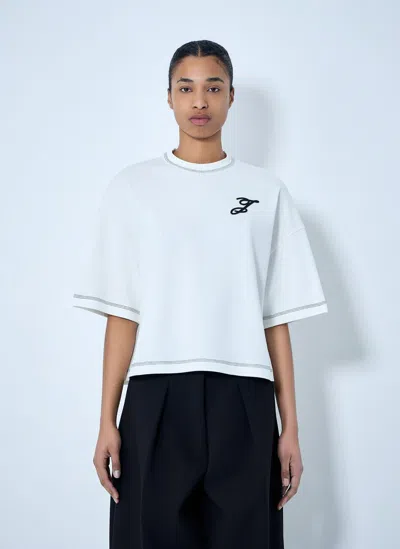 Jacquemus Logo Embroidered Boxy T-shirt In White