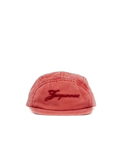 Jacquemus Logo Embroidered Cap In Orange