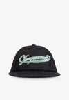 Jacquemus Logo Embroidered Denim Bucket Hat In Navy