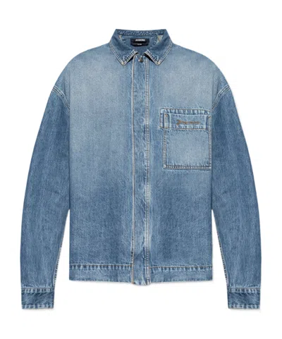 JACQUEMUS JACQUEMUS LOGO EMBROIDERED DENIM SHIRT