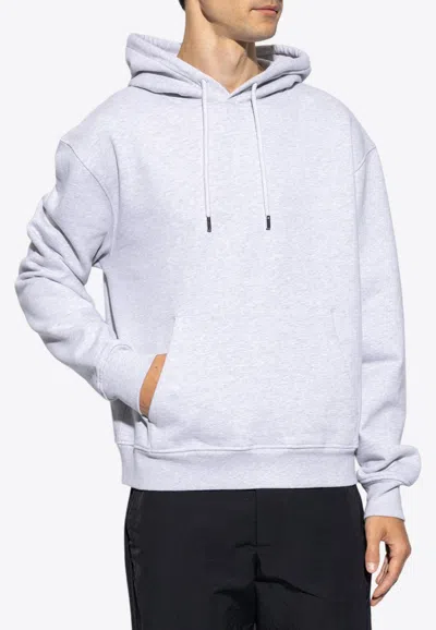 Jacquemus Logo Embroidered Hooded Sweatshirt In Gray