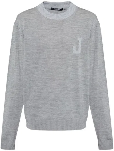 Jacquemus Logo-embroidered Jumper In Grey