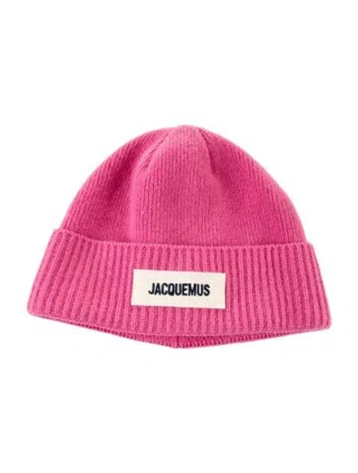 Pre-owned Jacquemus Logo Embroidered Merino Wool Beanie In Pink