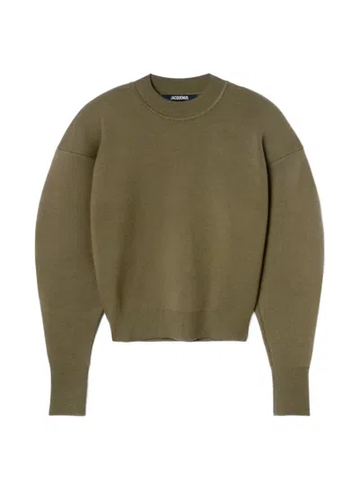 Jacquemus Logo-embroidered Piqué Sweater In Green