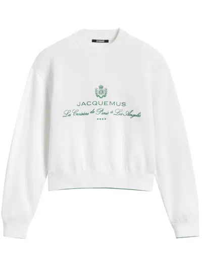 Jacquemus Venice Embroidered Cotton-blend Jersey Sweatshirt In White