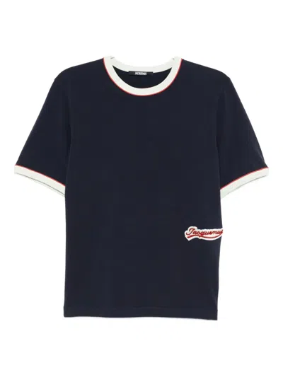 Jacquemus Contrast Trim Crew Neck Short Sleeve T-shirt In Blue