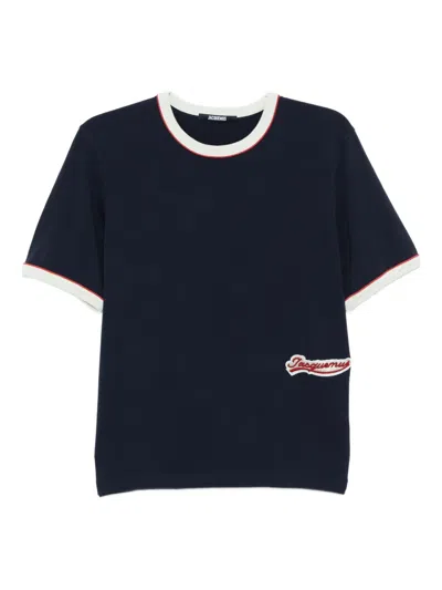 Jacquemus Contrast Trim Crew Neck Short Sleeve T-shirt In Blue