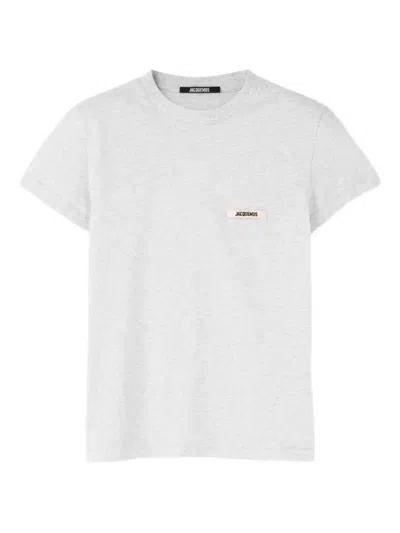 Jacquemus Logo-embroidered T-shirt In Gray
