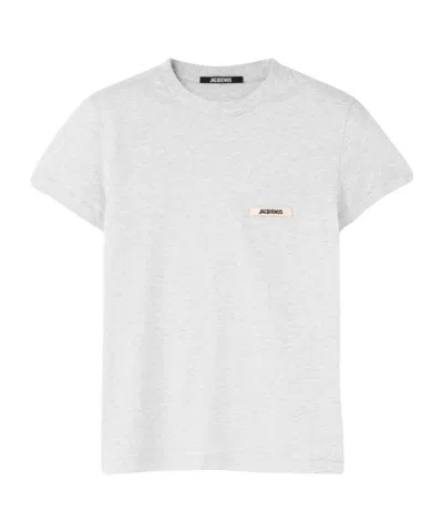 Jacquemus Logo-embroidered T-shirt In Gray