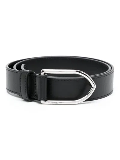 Jacquemus Logo-engraved Leather Belt In Black