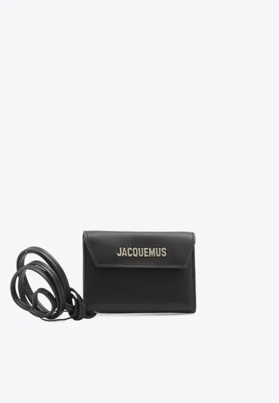 Jacquemus Logo Envelope Leather Wallet In Black