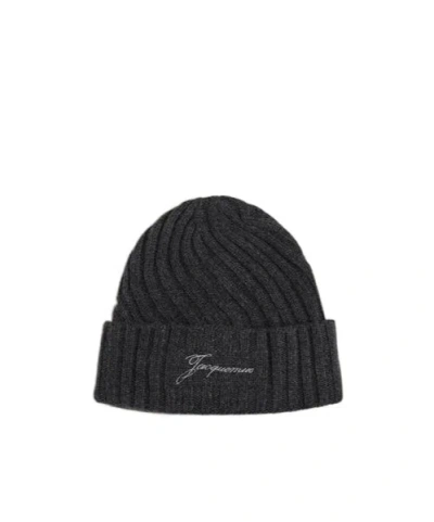 Jacquemus Logo Hat In Gray